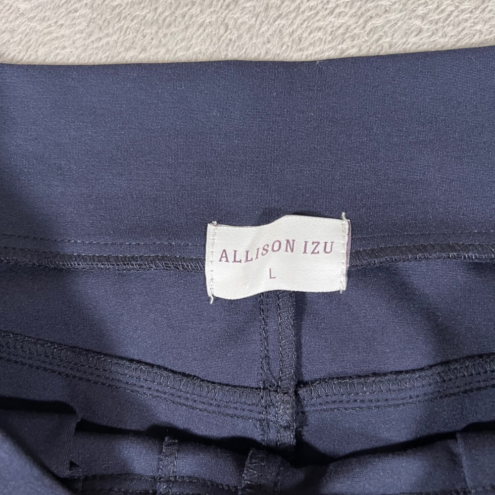 Allison Izu Pants Womens Large Navy Blue Pull On Stretch Slim Fit Tapered Career - Picture 3 of 8